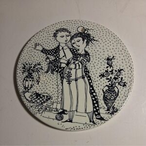 Vtg Wall Plaque Months of Love November OPTIMISE 6" Round Plate Bjorn Wiinblad